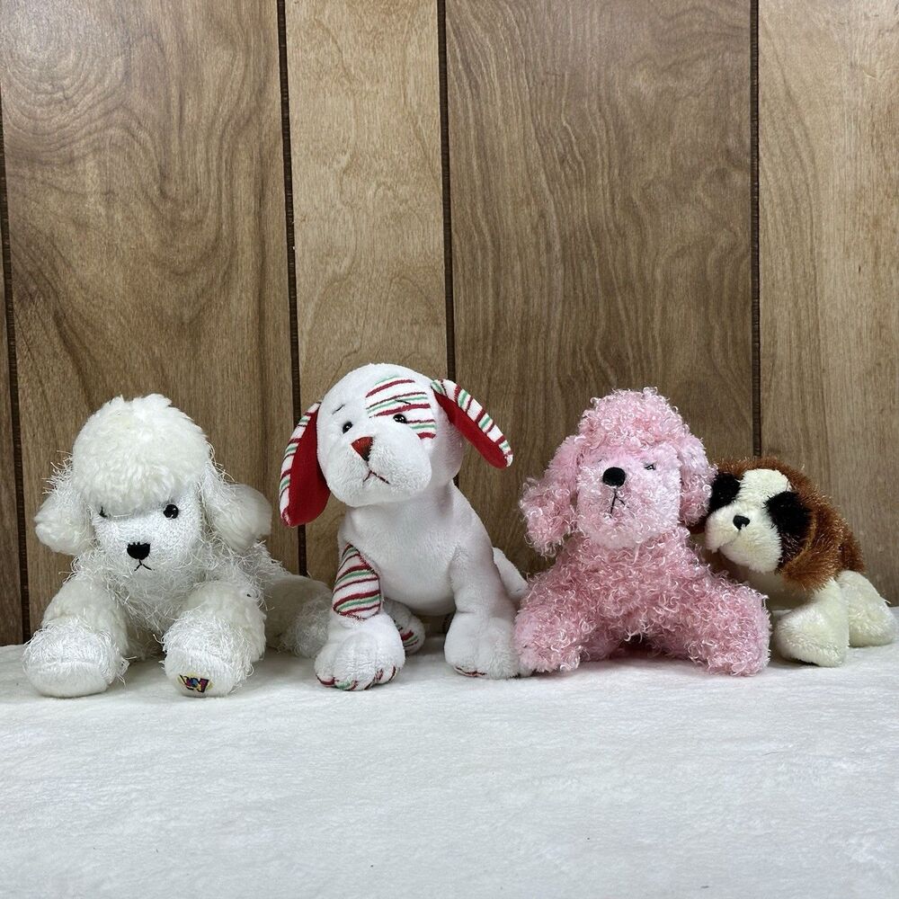 Ganz Webkinz Dog Plush Lot White Pink Brown Puppy Stuffed Animals No‎ Tags/Codes